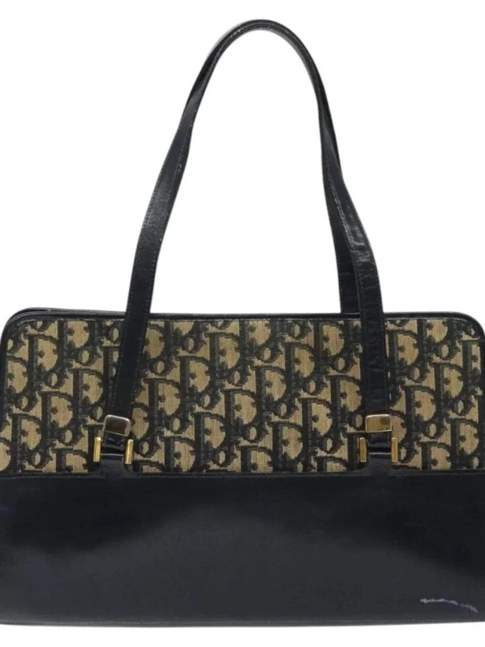 Christian Dior Trotter Canvas Hand Bag Navy Gold Auth MX415 - Picture 13 of 16